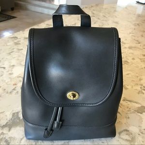 Coach Black Leather Backpack